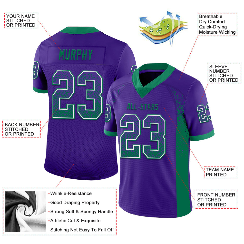 Custom Purple Kelly Green-White Drift Fashion Football Jersey view 3