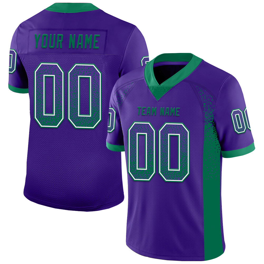 Custom Purple Kelly Green-White Drift Fashion Football Jersey - Main View