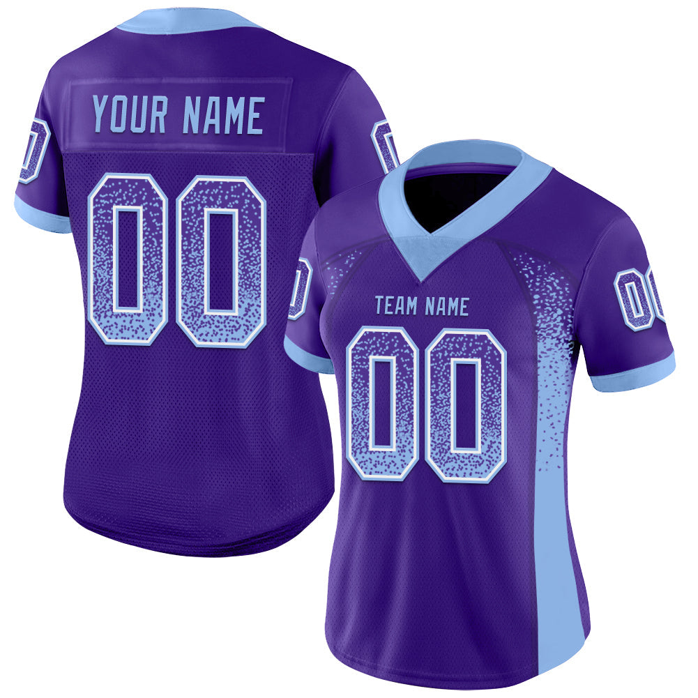 Custom Purple Light Blue-White Drift Fashion Football Jersey view 2