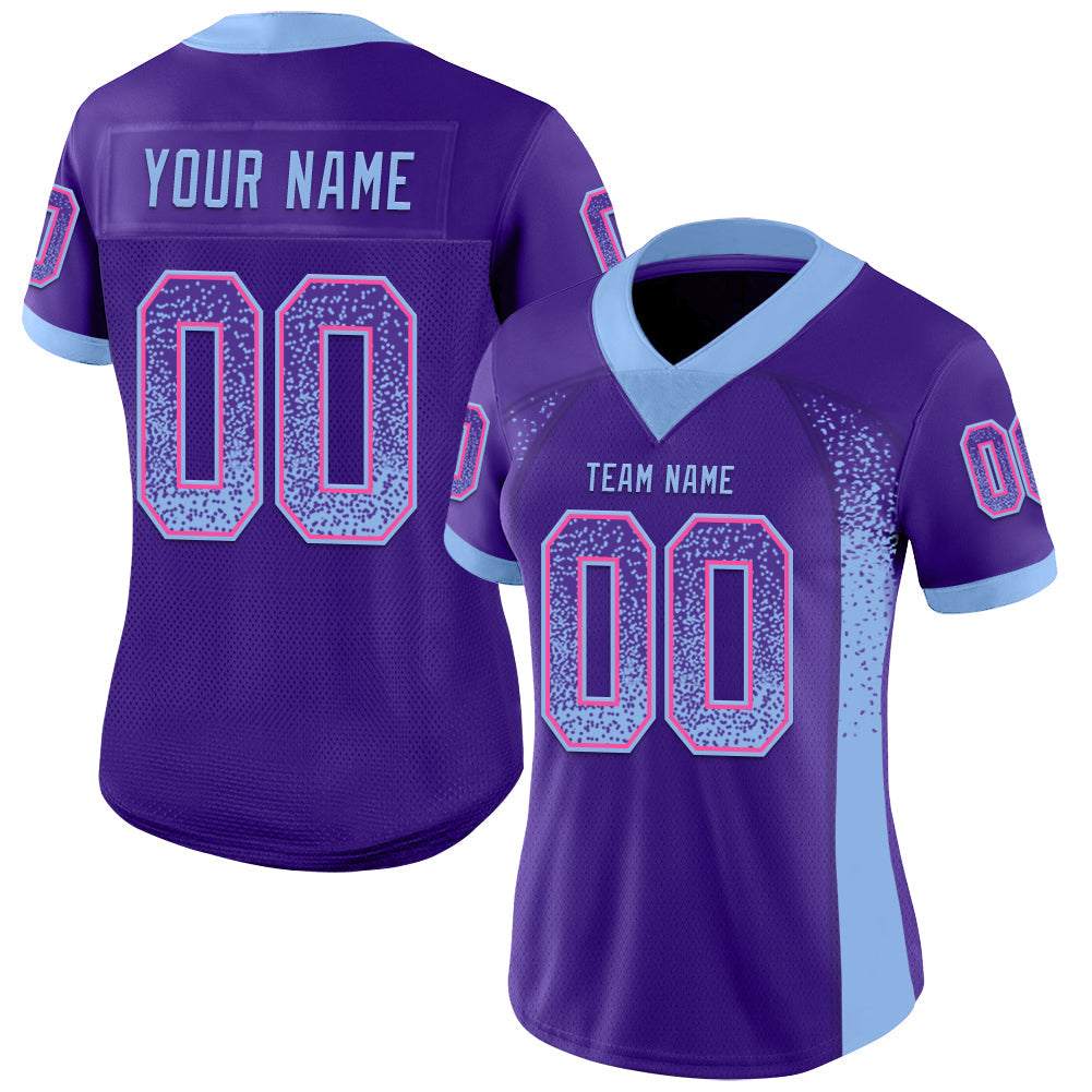 Custom Purple Light Blue-Pink Drift Fashion Football Jersey view 2