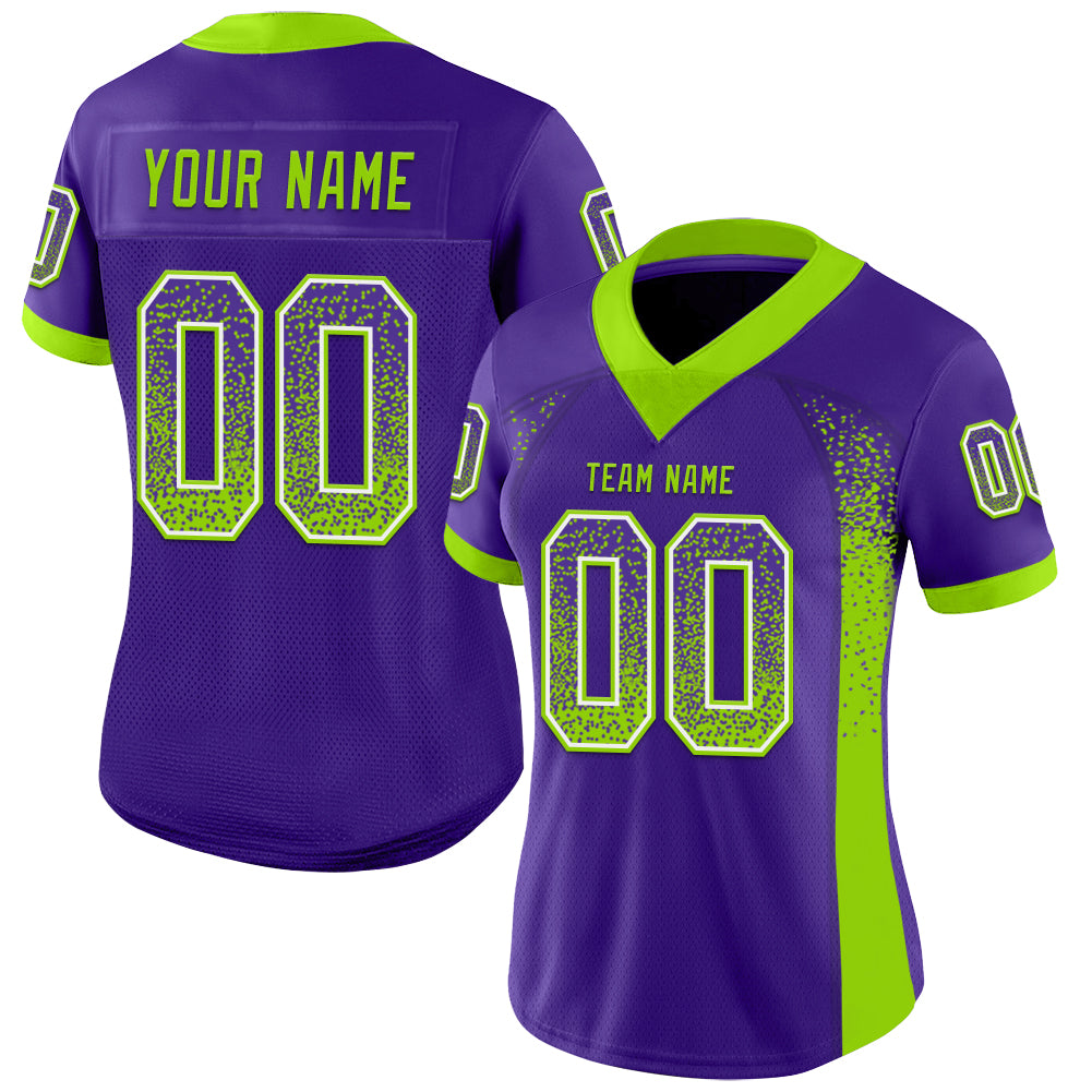 Custom Purple Neon Green-White Drift Fashion Football Jersey view 2