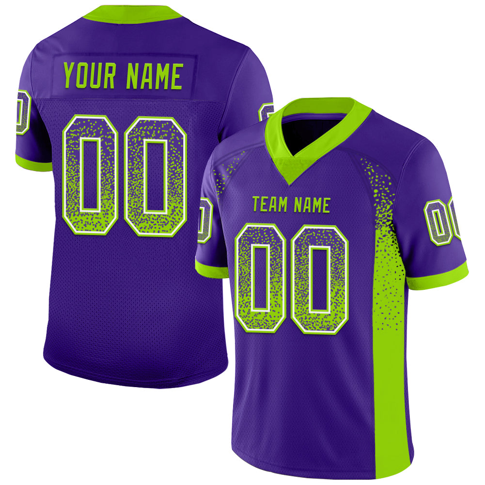 Custom Purple Neon Green-White Drift Fashion Football Jersey - Main View