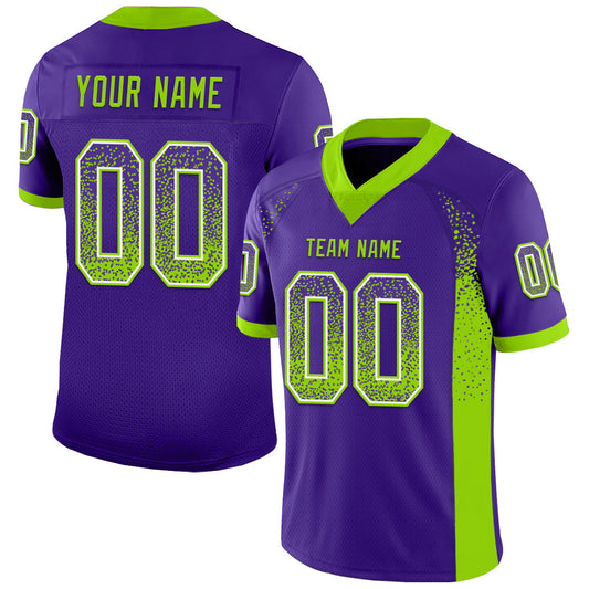 Custom Purple Neon Green-White Drift Fashion Football Jersey - Main View
