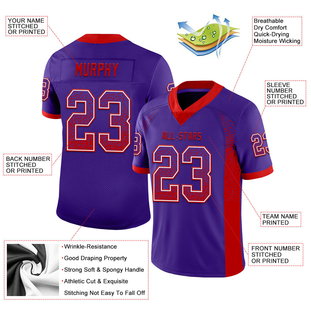 Custom Purple Red-White Drift Fashion Football Jersey view 3