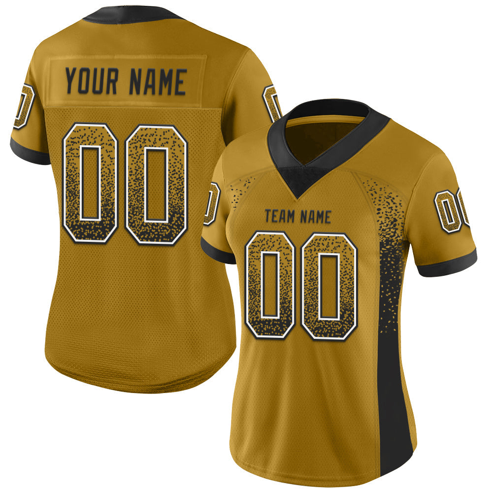 Custom Old Gold Black-White Drift Fashion Football Jersey view 2