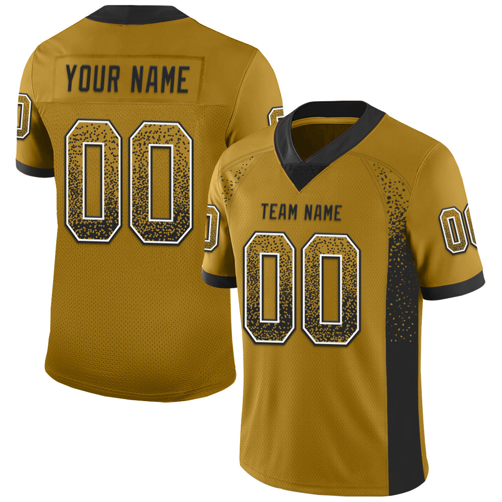 Custom Old Gold Black-White Drift Fashion Football Jersey - Main View