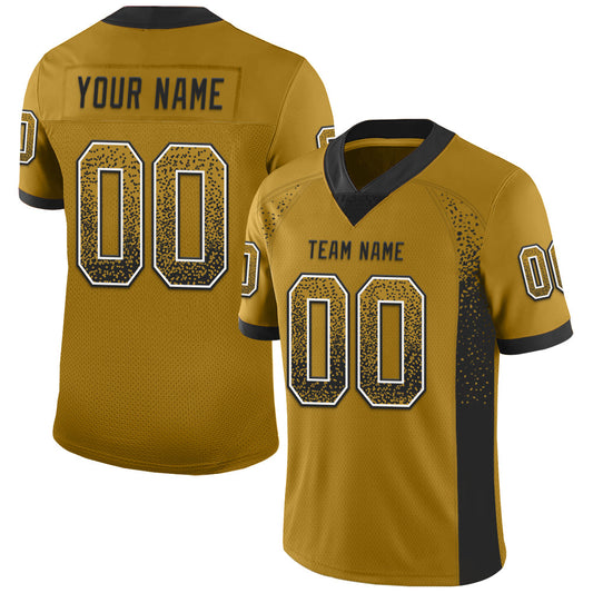 Custom Old Gold Black-White Drift Fashion Football Jersey - Main View
