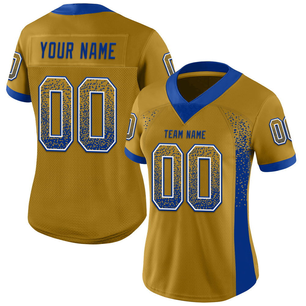 Custom Old Gold Royal-White Drift Fashion Football Jersey view 2