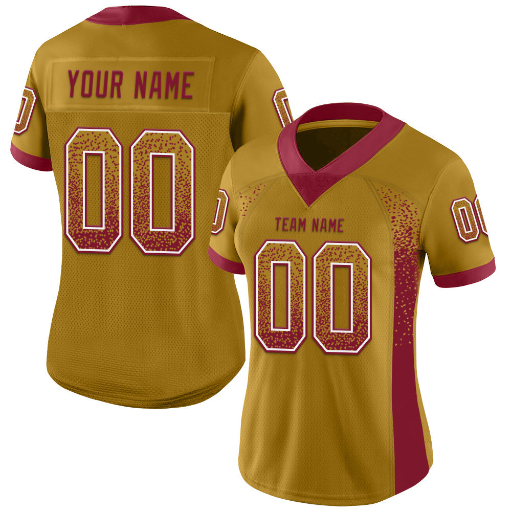 Custom Old Gold Crimson-White Drift Fashion Football Jersey view 2