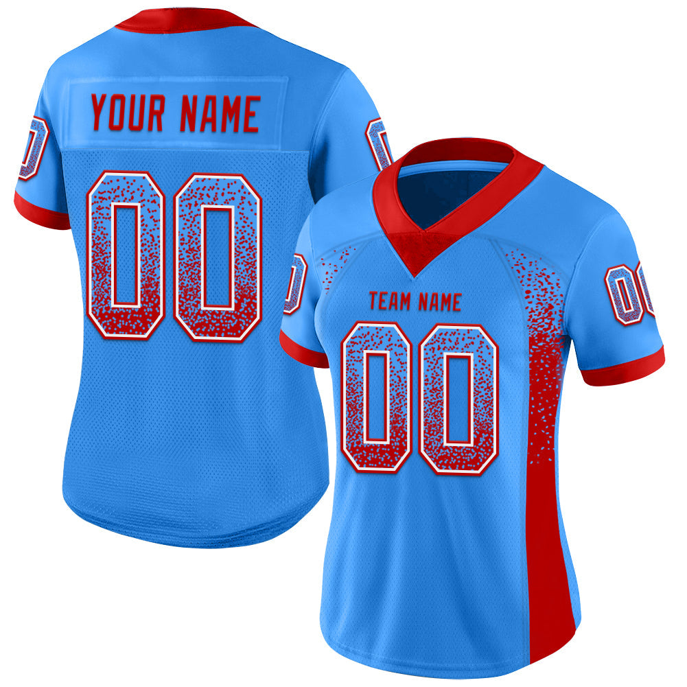 Custom Powder Blue Red-White Drift Fashion Football Jersey view 2
