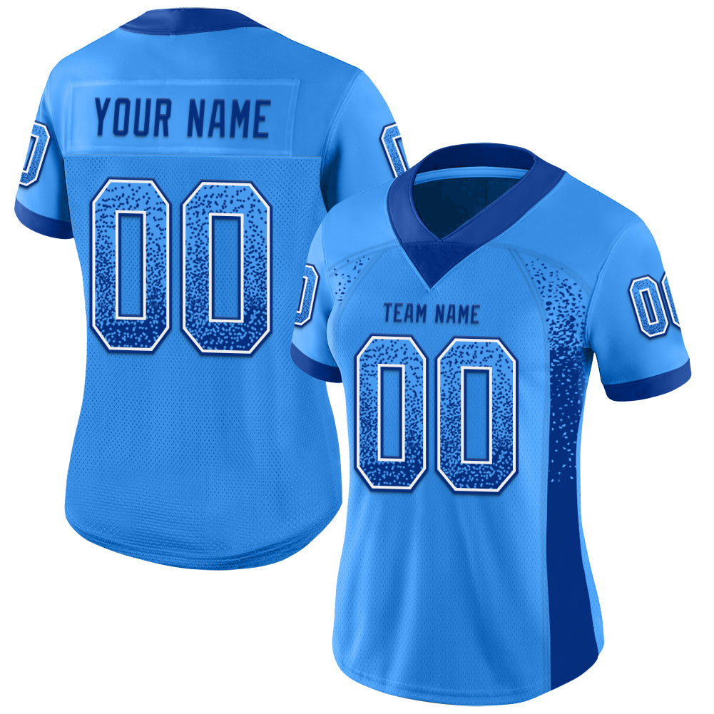 Custom Powder Blue Royal-White Drift Fashion Football Jersey view 2