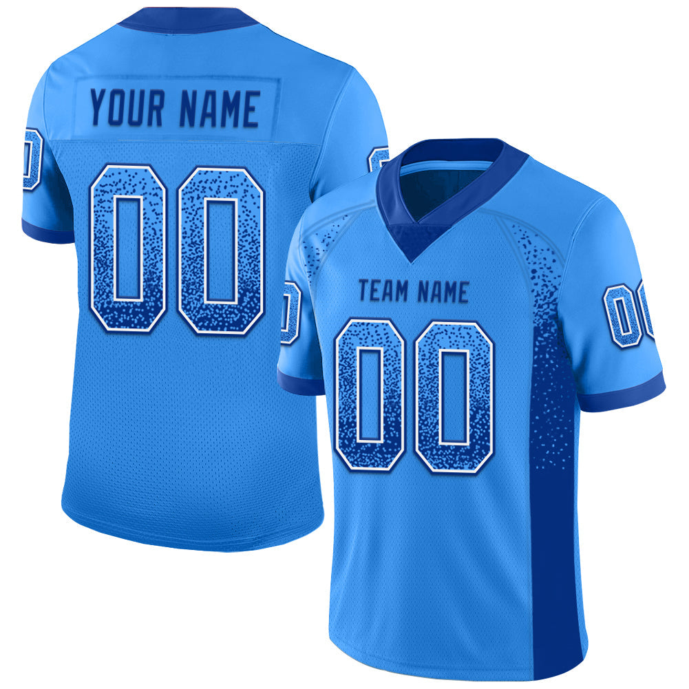 Custom Powder Blue Royal-White Drift Fashion Football Jersey - Main View