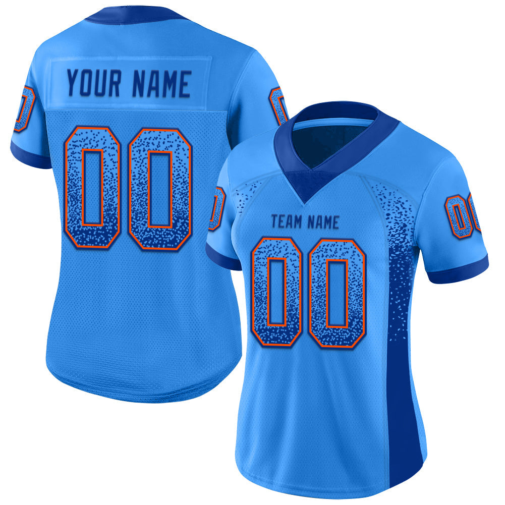 Custom Powder Blue Royal-Orange Drift Fashion Football Jersey view 2