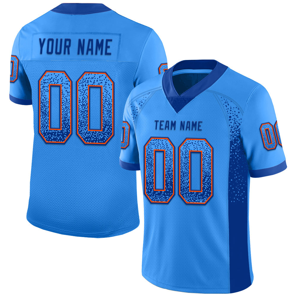 Custom Powder Blue Royal-Orange Drift Fashion Football Jersey - Main View