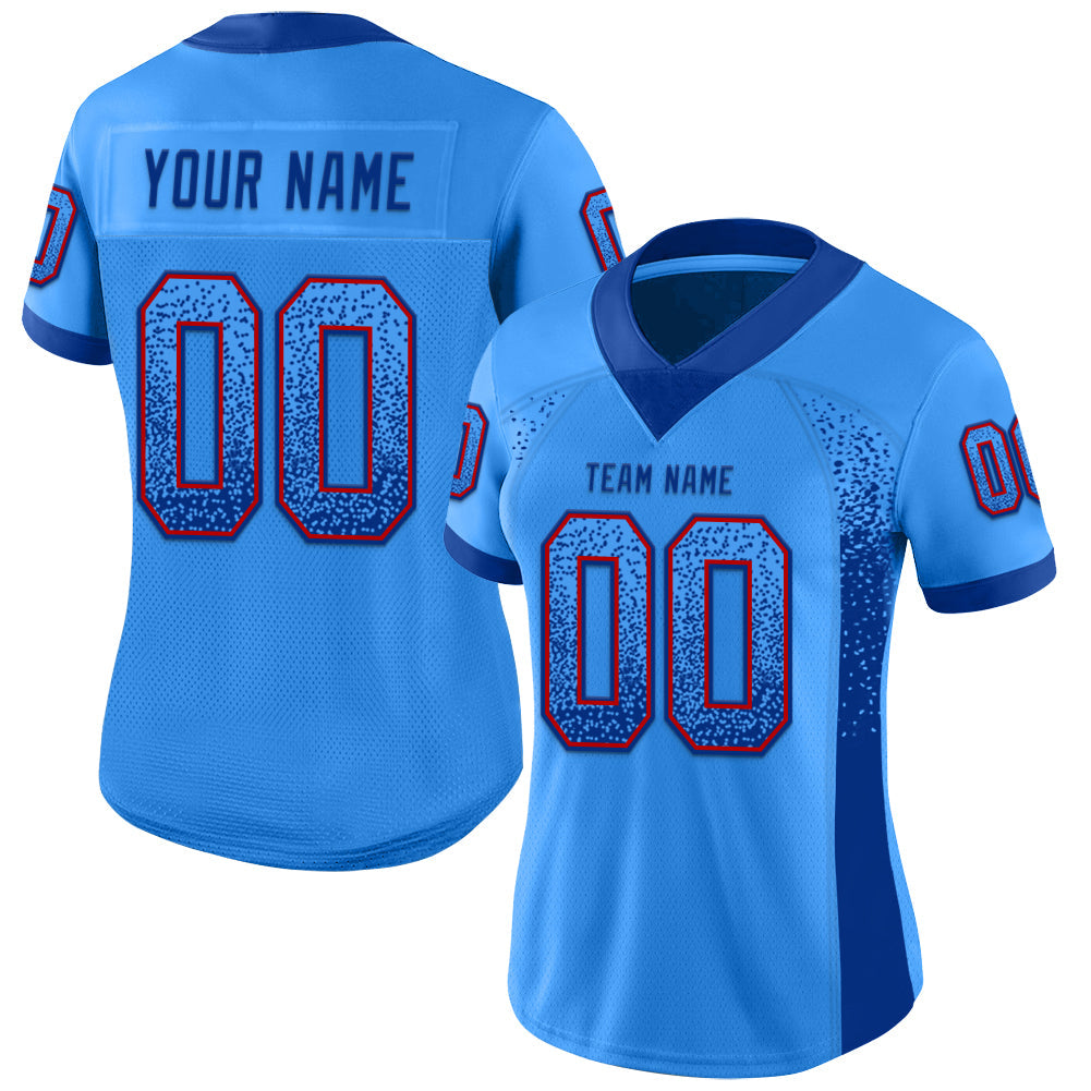 Custom Powder Blue Royal-Red Drift Fashion Football Jersey view 2
