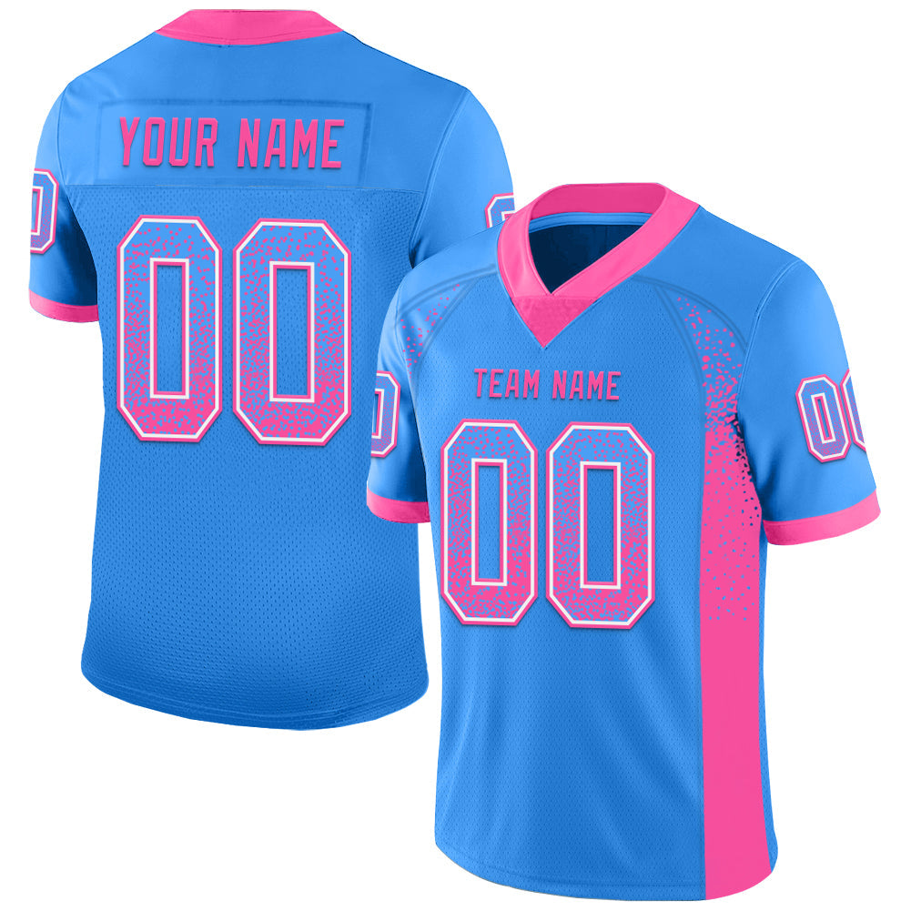 Custom Powder Blue Pink-White Drift Fashion Football Jersey - Main View