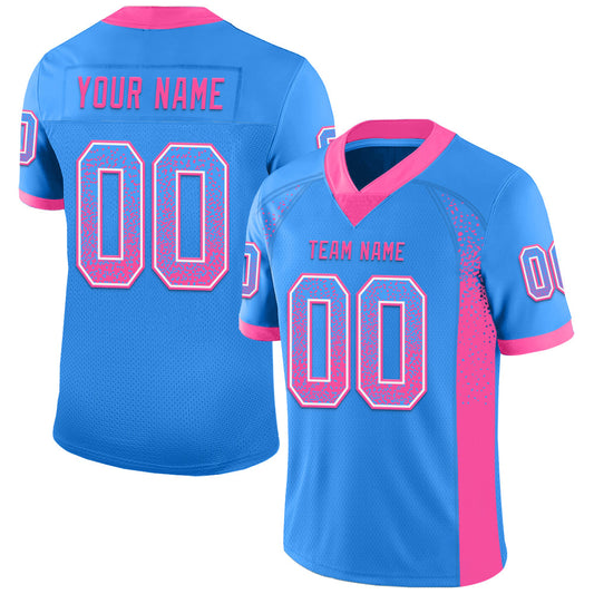 Custom Powder Blue Pink-White Drift Fashion Football Jersey - Main View