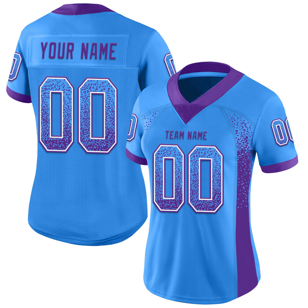 Custom Powder Blue Purple-White Drift Fashion Football Jersey view 2