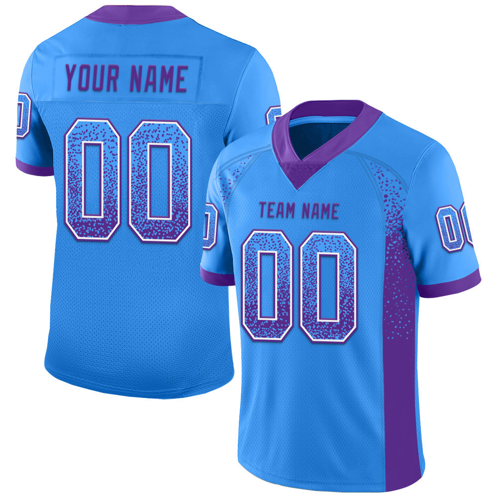 Custom Powder Blue Purple-White Drift Fashion Football Jersey - Main View