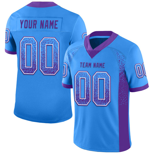 Custom Powder Blue Purple-White Drift Fashion Football Jersey - Main View