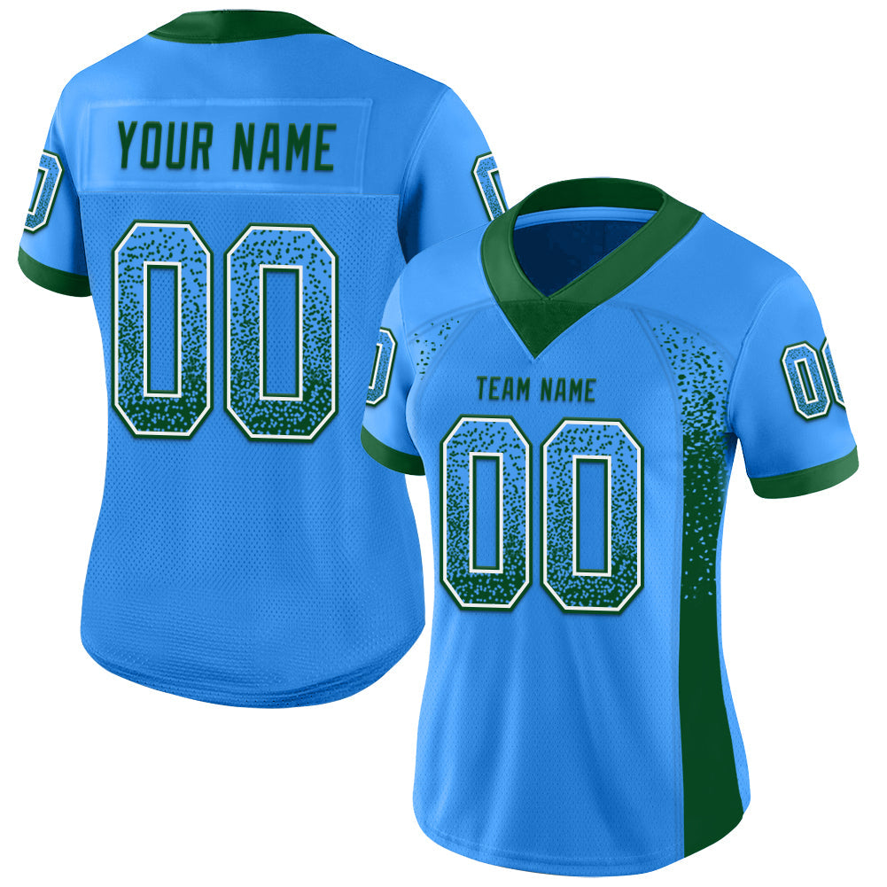 Custom Powder Blue Green-White Drift Fashion Football Jersey view 2