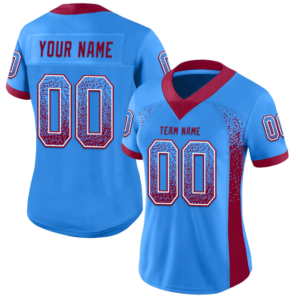 Custom Powder Blue Maroon-White Drift Fashion Football Jersey view 2