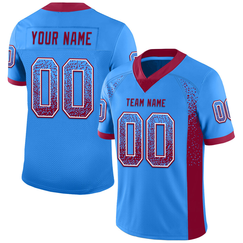 Custom Powder Blue Maroon-White Drift Fashion Football Jersey - Main View