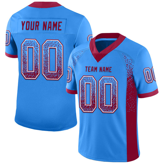 Custom Powder Blue Maroon-White Drift Fashion Football Jersey - Main View