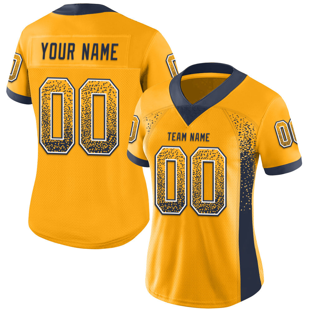Custom Gold Navy-White Drift Fashion Football Jersey view 2