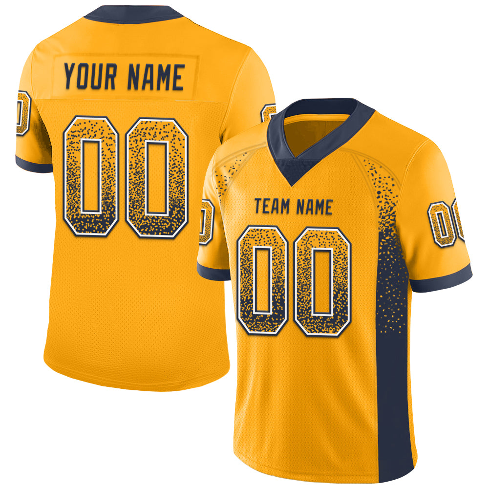 Custom Gold Navy-White Drift Fashion Football Jersey - Main View