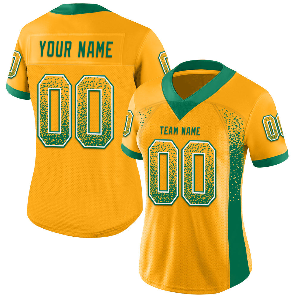 Custom Gold Kelly Green-White Drift Fashion Football Jersey view 2