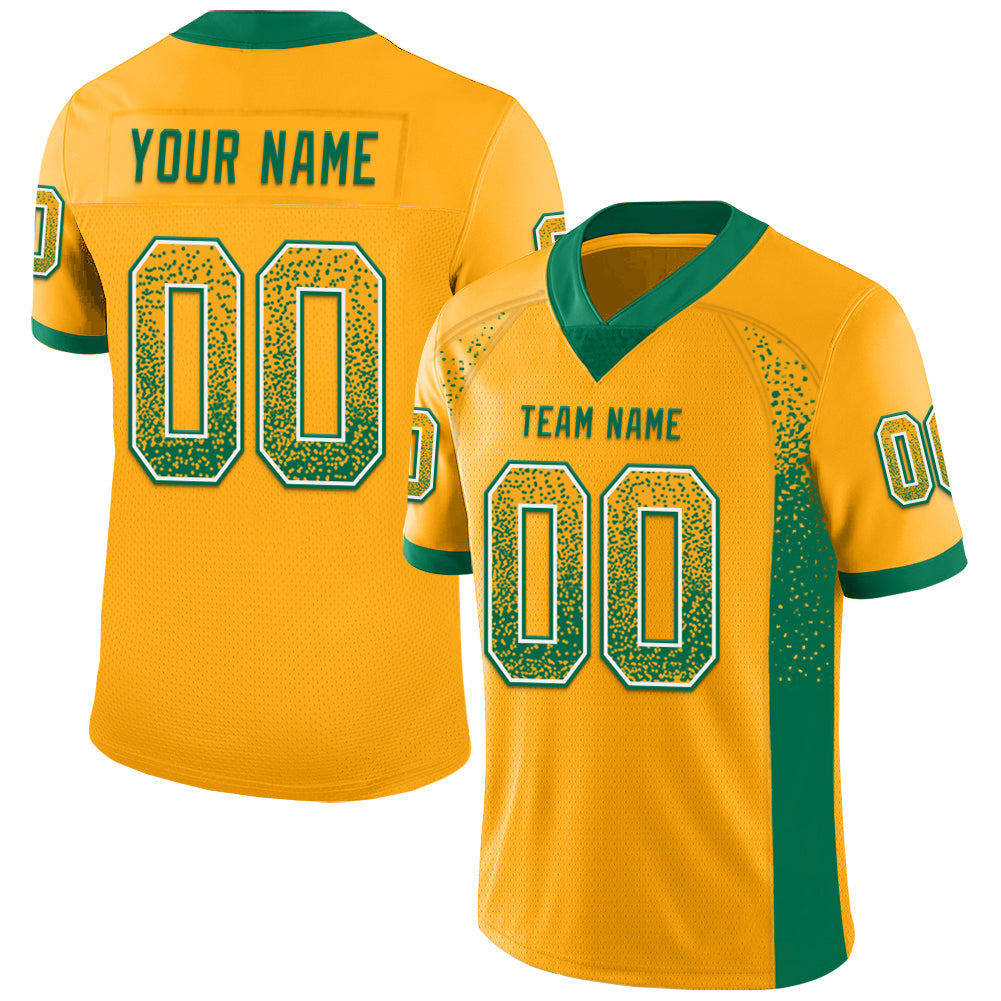 Custom Gold Kelly Green-White Drift Fashion Football Jersey - Main View