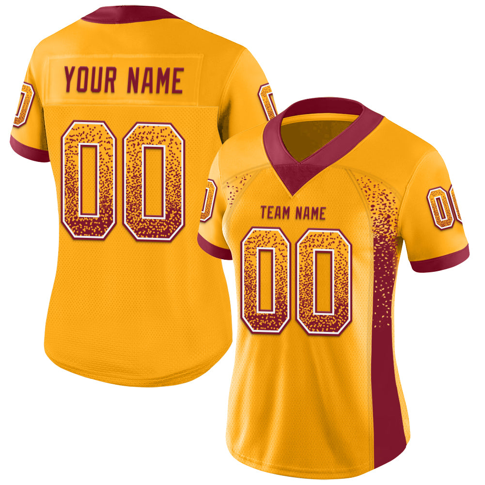Custom Gold Crimson-White Drift Fashion Football Jersey view 2