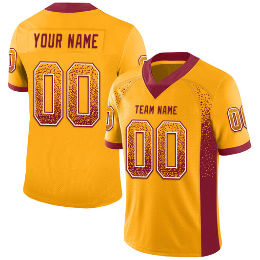 Custom Gold Crimson-White Drift Fashion Football Jersey - Main View