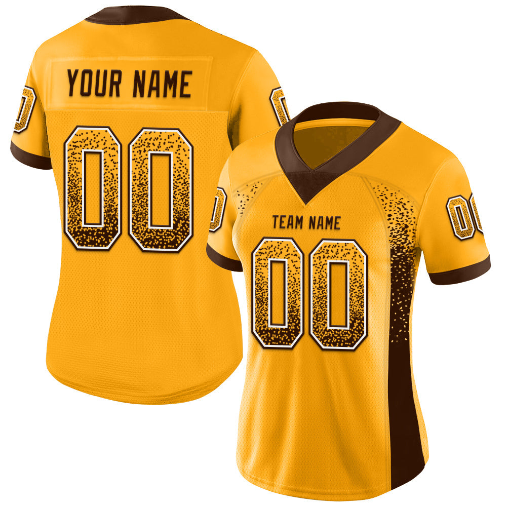 Custom Gold Brown-White Drift Fashion Football Jersey view 2