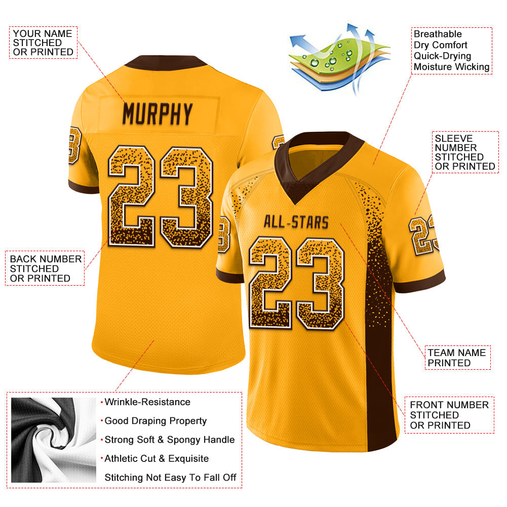 Custom Gold Brown-White Drift Fashion Football Jersey view 3