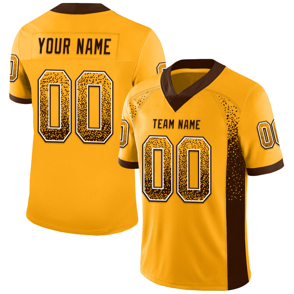 Custom Gold Brown-White Drift Fashion Football Jersey - Main View