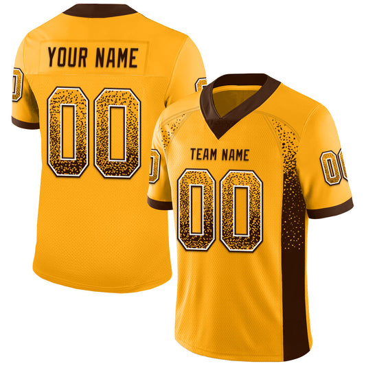 Custom Gold Brown-White Drift Fashion Football Jersey - Main View