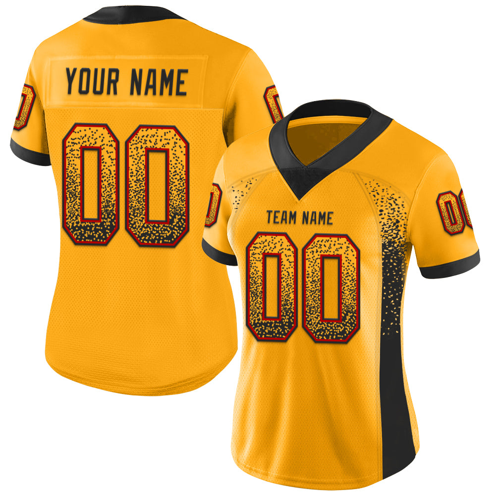 Custom Gold Black-Red Drift Fashion Football Jersey view 2