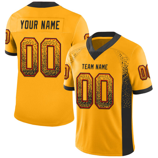Custom Gold Black-Red Drift Fashion Football Jersey - Main View