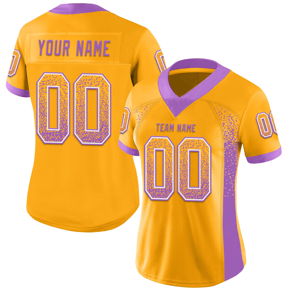 Custom Gold Medium Purple-White Drift Fashion Football Jersey view 2