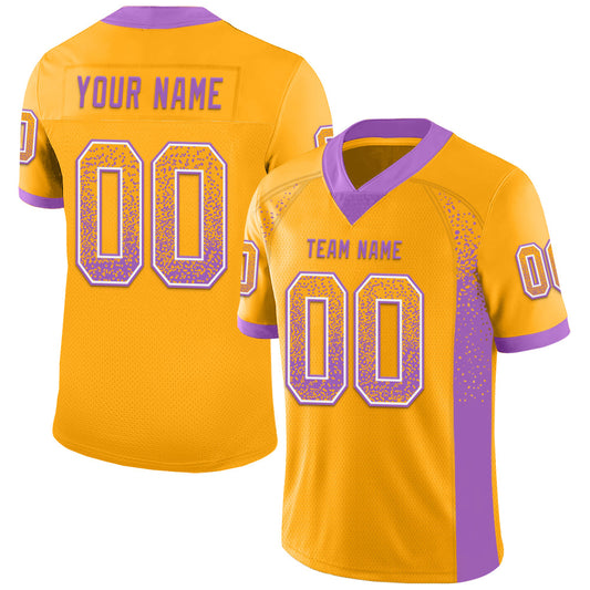 Custom Gold Medium Purple-White Drift Fashion Football Jersey - Main View