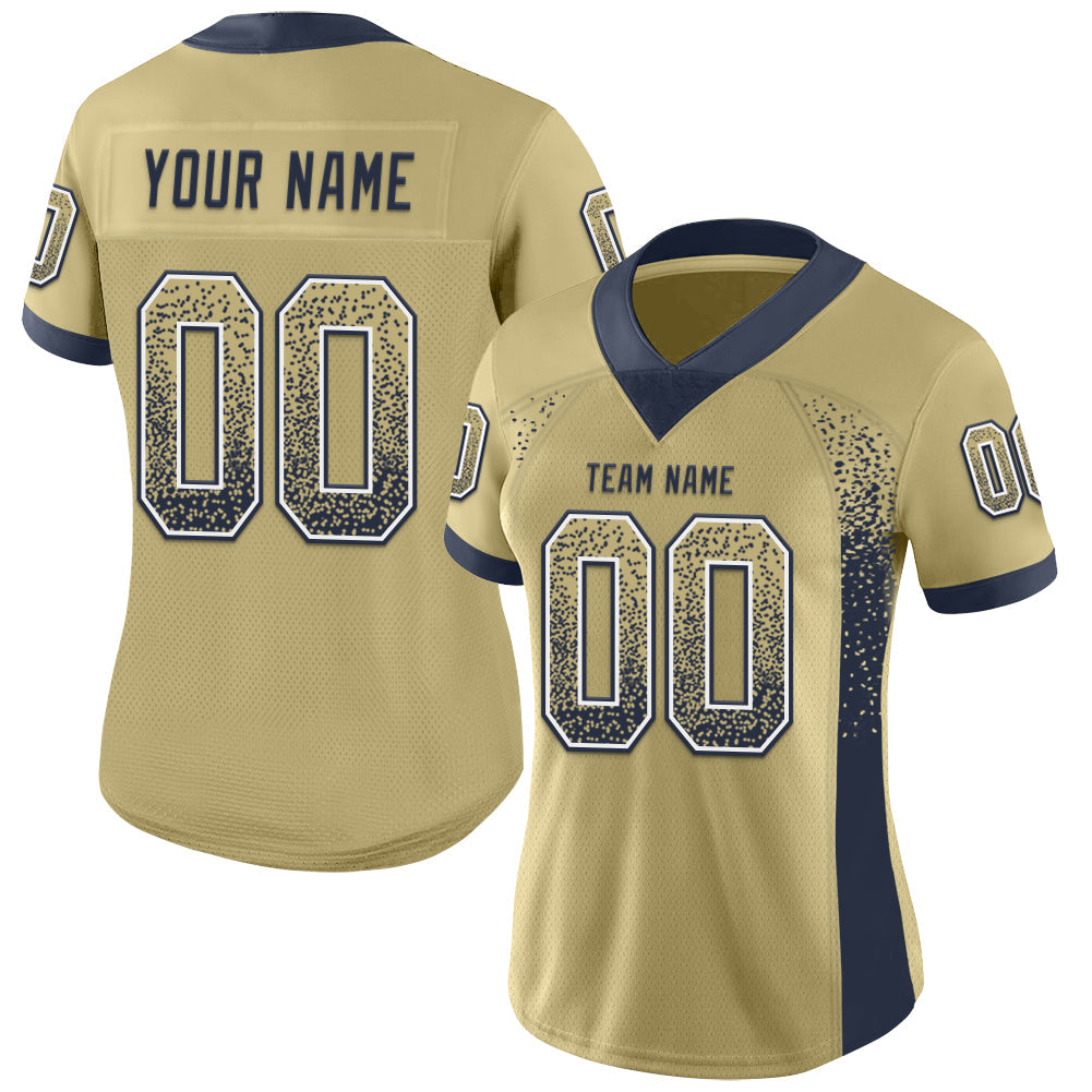 Custom Vegas Gold Navy-White Drift Fashion Football Jersey view 2
