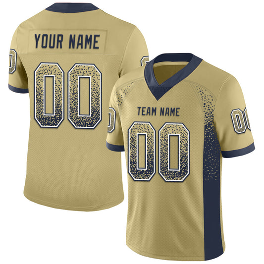 Custom Vegas Gold Navy-White Drift Fashion Football Jersey - Main View