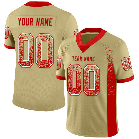 Custom Vegas Gold Red-White Drift Fashion Football Jersey - Main View