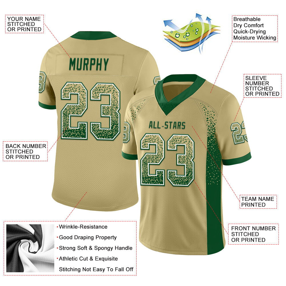 Custom Vegas Gold Green-White Drift Fashion Football Jersey view 3