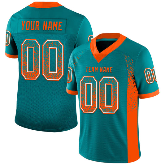 Custom Teal Orange-White Drift Fashion Football Jersey - Main View