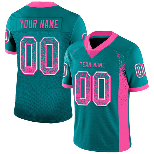 Custom Teal Pink-White Drift Fashion Football Jersey - Main View