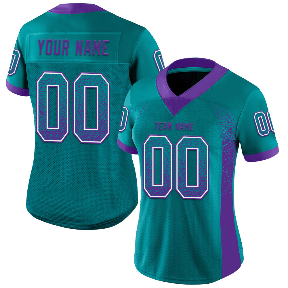 Custom Teal Purple-White Drift Fashion Football Jersey view 2