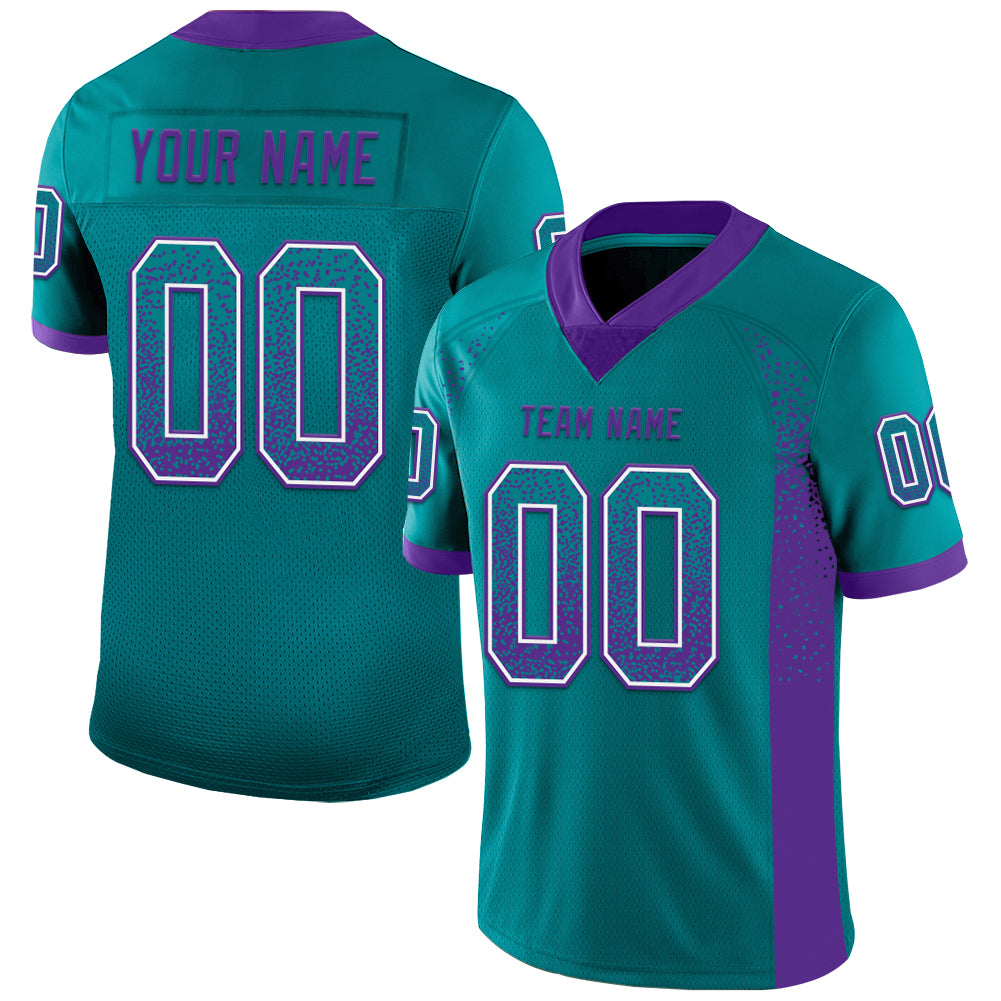 Custom Teal Purple-White Drift Fashion Football Jersey - Main View